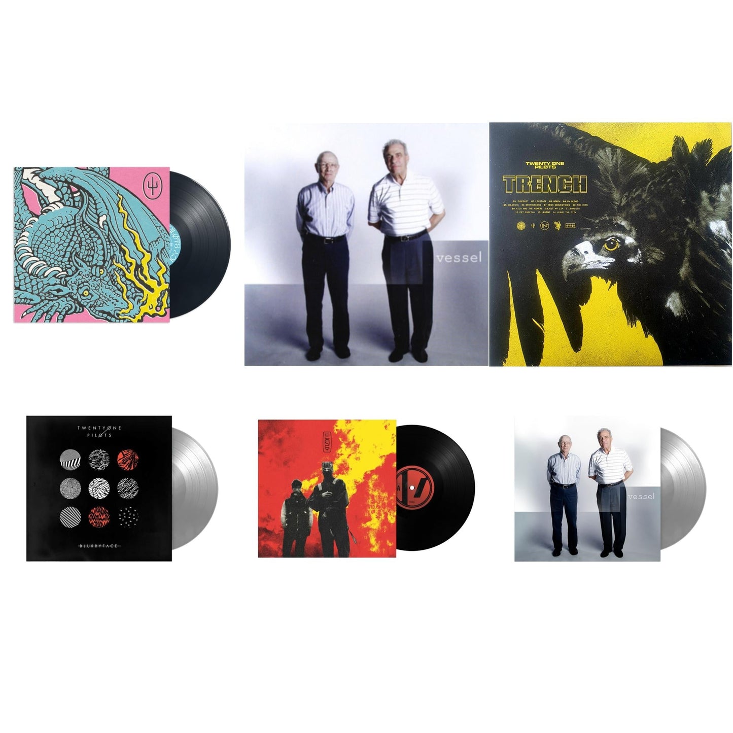 This is a 6 LP Vinyl SKU bundle.
1.This LP Vinyl is brand new.Format: LP VinylThis item's title is: Scaled & IcyArtist: Twenty One PilotsLabel: FULED BY RAMENBarcode: 075678641558Release Date: 11/19/2021
2.This LP Vinyl is brand new.