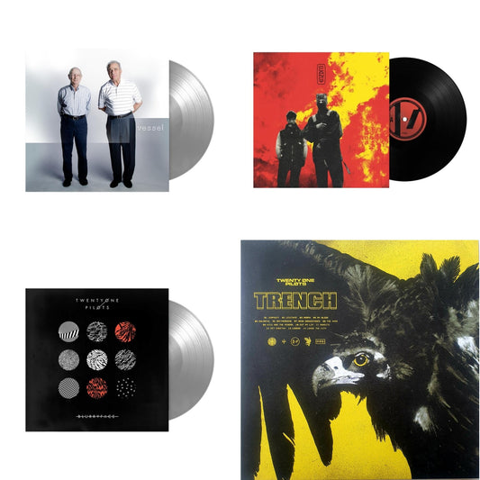 This is a 4 LP Vinyl SKU bundle.
1.This LP Vinyl is brand new.Format: LP VinylMusic Style: Synth-popThis item's title is: Vessel (Fbr 25Th Anniversary/Silver LP Vinyl)Artist: Twenty One PilotsLabel: FUELED BY RAMENBarcode: 075678645686Release Date: 1/14/2022
2.