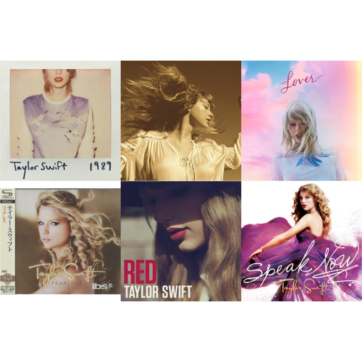This is a 6 CD SKU bundle.
1.This CD is brand new.Format: CDMusic Style: CountryThis item's title is: FearlessArtist: Taylor SwiftLabel: Big Machine RecordsBarcode: 4988005724175Release Date: 10/24/2012
2.This CD is brand new.