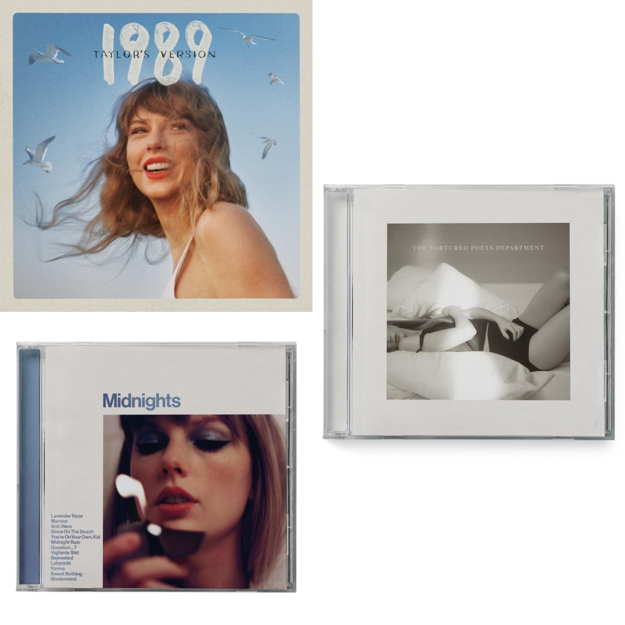 Midnights (X) (Moonstone Blue CD) & 1989 (Taylor's Version) & Tortured Poets Department (X) (Manuscript- Bonus Track)