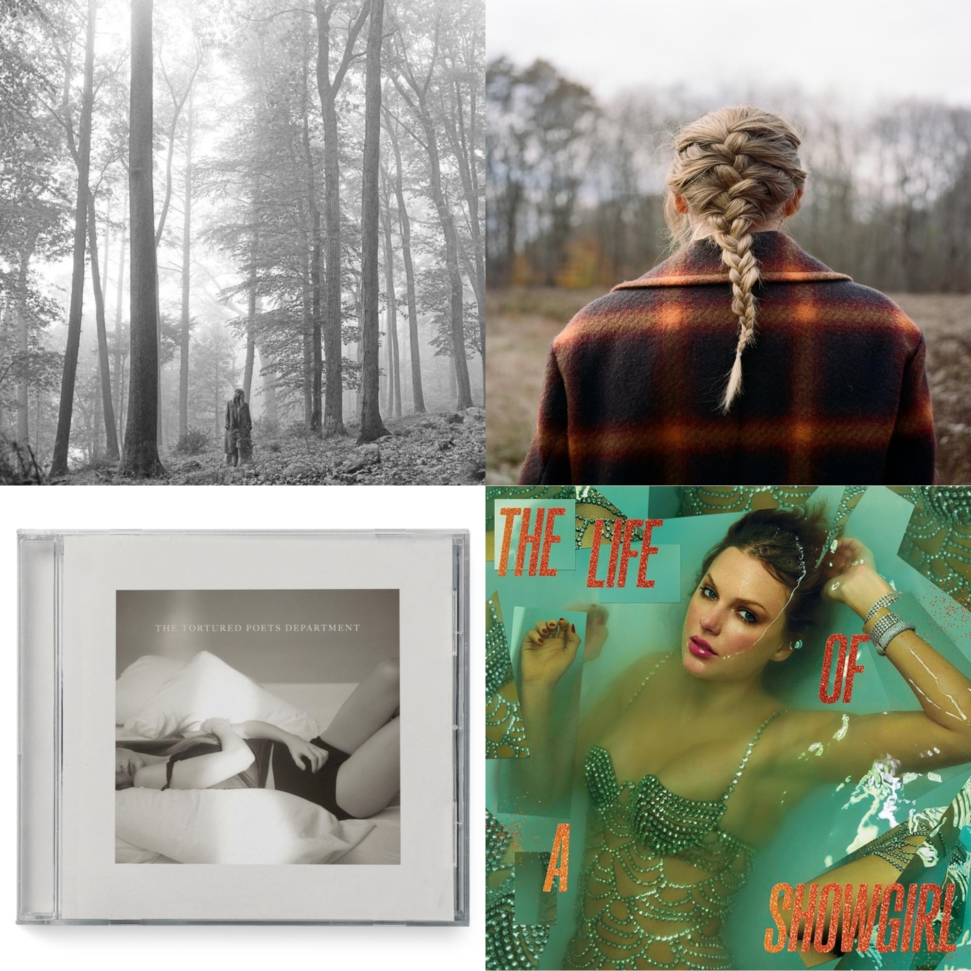 Folklore (Edited) & Evermore (X) & Tortured Poets Department (X) (Manuscript- Bonus Track) & Life Of A Showgirl (X) (Sweat & Vanilla Perfume CD W/ Poster)