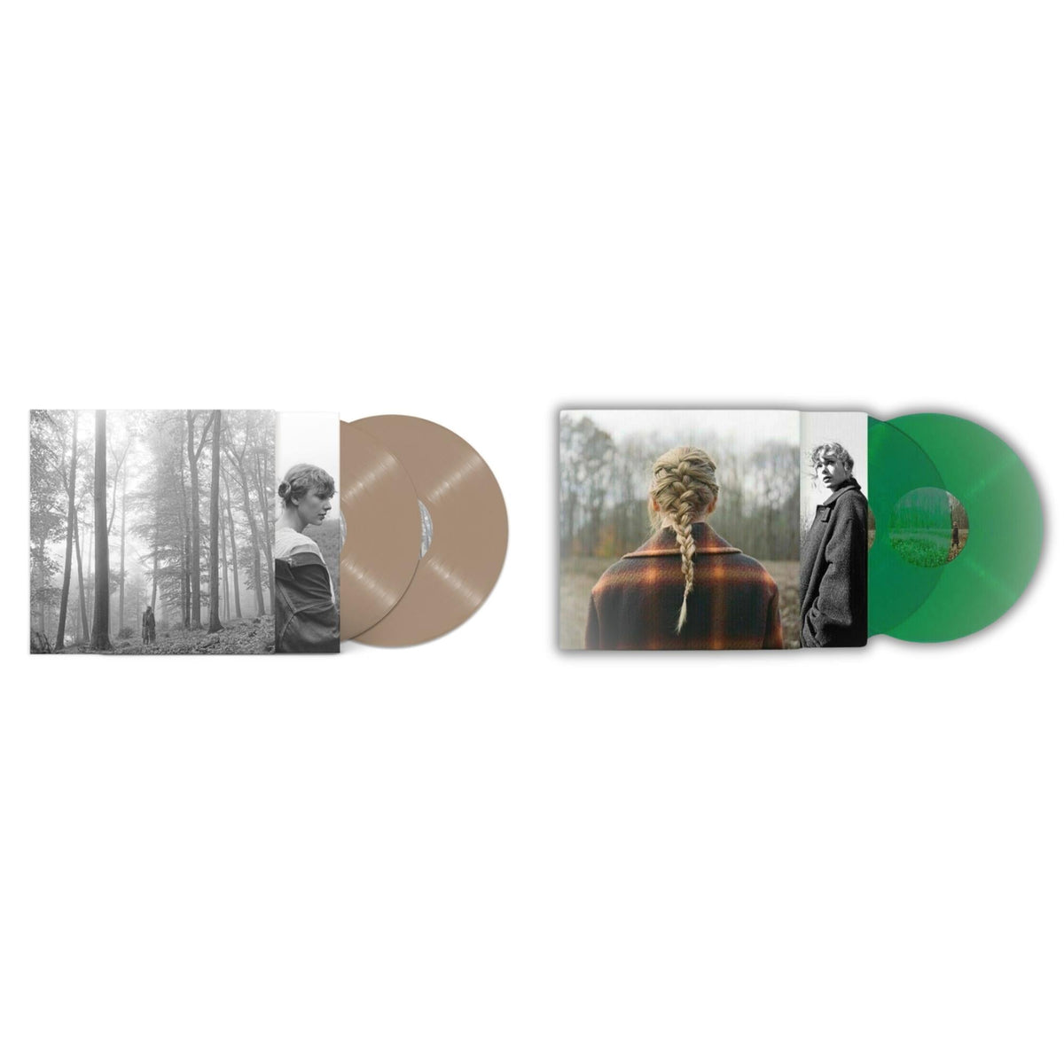 Folklore (X) (Beige Vinyl/2LP) & Taylor Swift - Evermore (Translucent Green Vinyl/2LP)