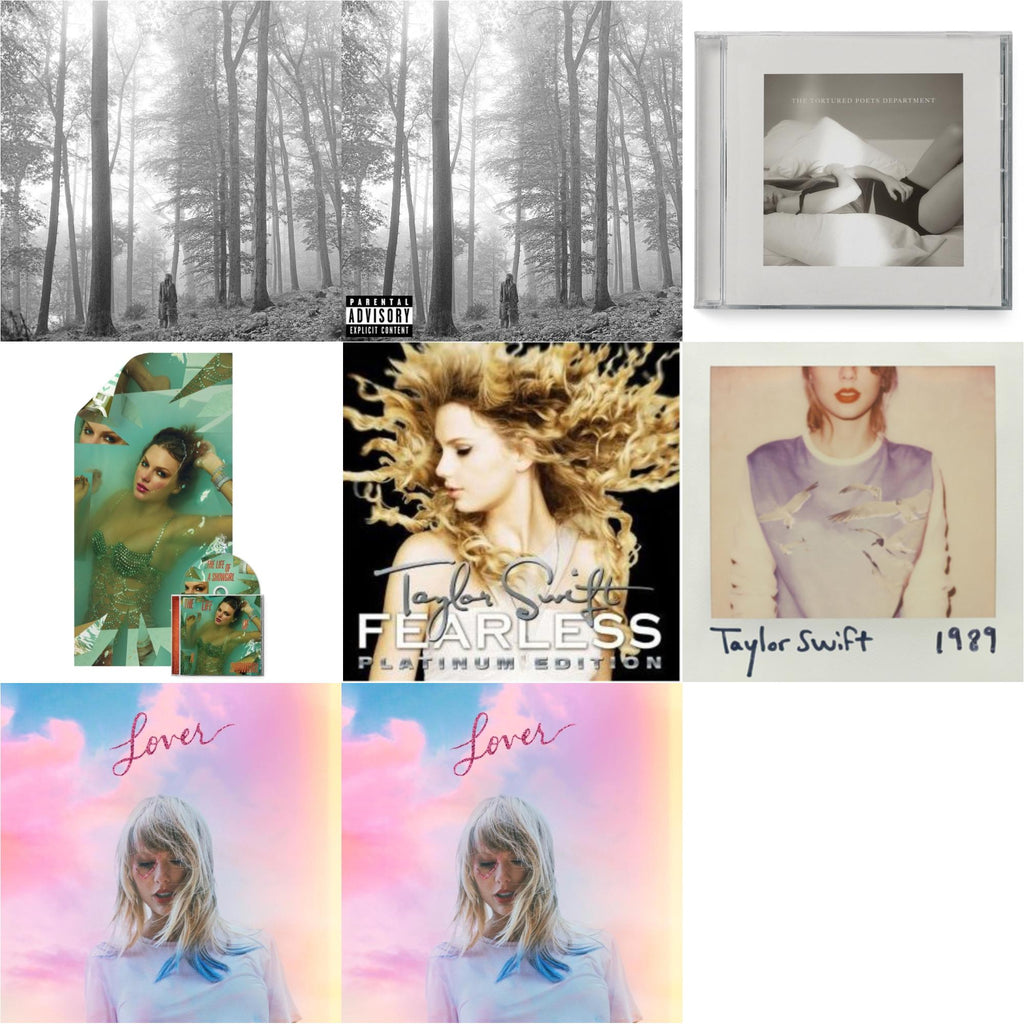 Folklore (Edited) & Folklore (X) & Tortured Poets Department (X) (Manuscript- Bonus Track) & Life Of A Showgirl (X) (Sweat & Vanilla Perfume CD W/ Poster) & Fearless & 1989 & Lover (Deluxe) (Version 2) & Lover (Deluxe) (Version 4)
