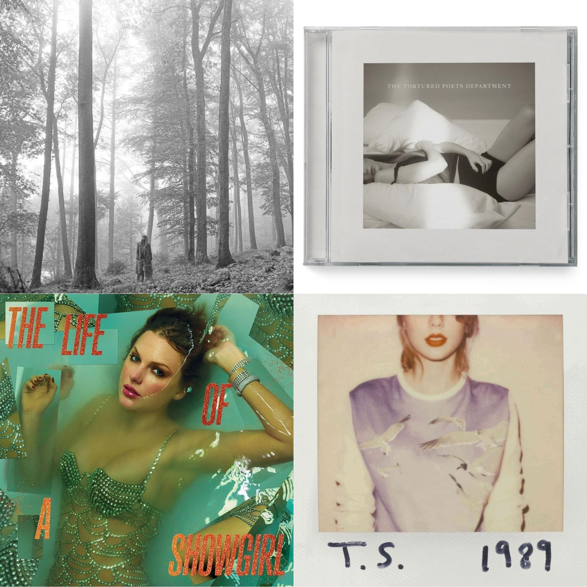 Folklore (Edited) & Tortured Poets Department (X) (Manuscript- Bonus Track) & Life Of A Showgirl (X) (Sweat & Vanilla Perfume CD W/ Poster) & 1989
