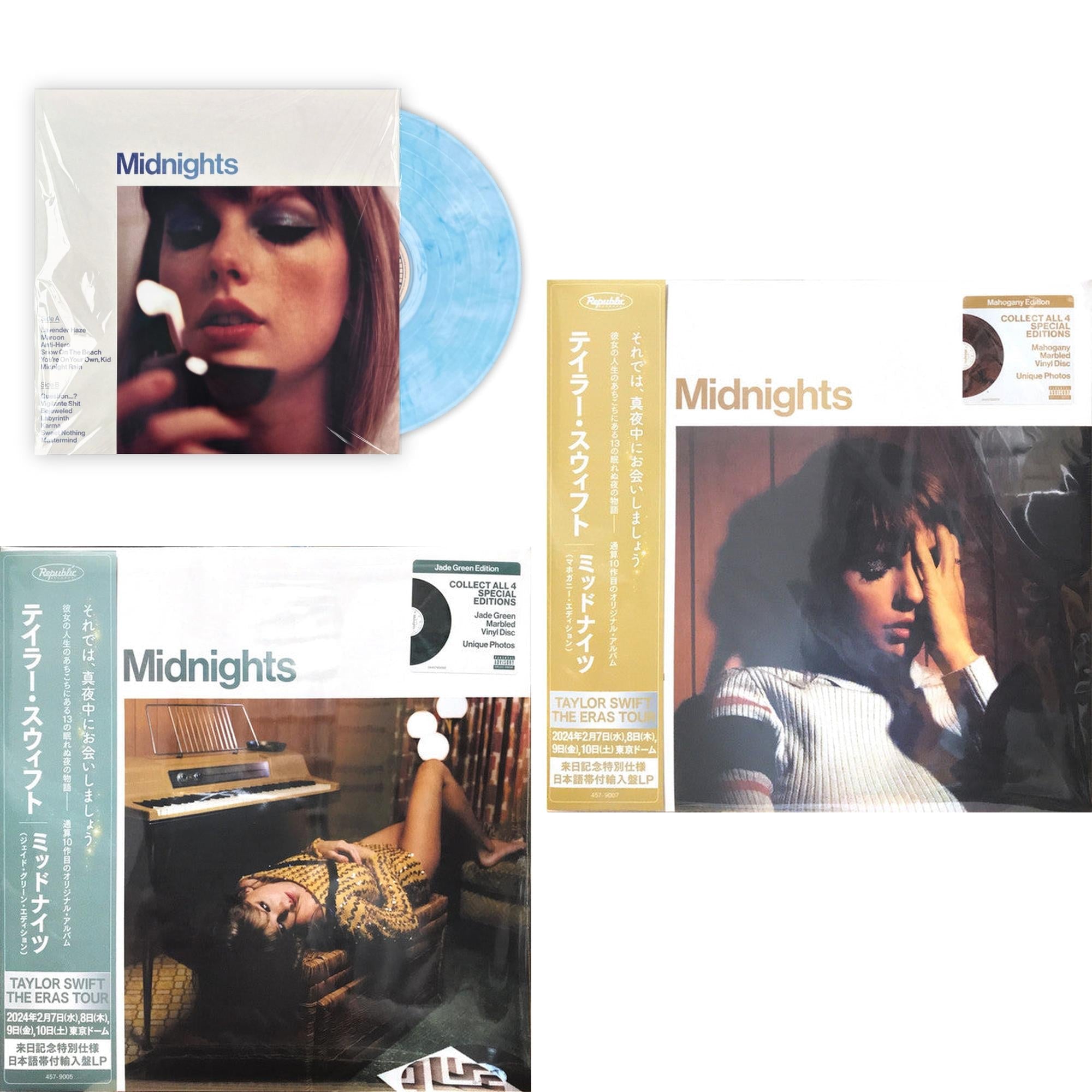 Midnights (X) (Moonstone Blue LP Vinyl) & Midnights (X) (Jade Green LP Vinyl) & Midnights (X) (Mahogany Color LP Vinyl)