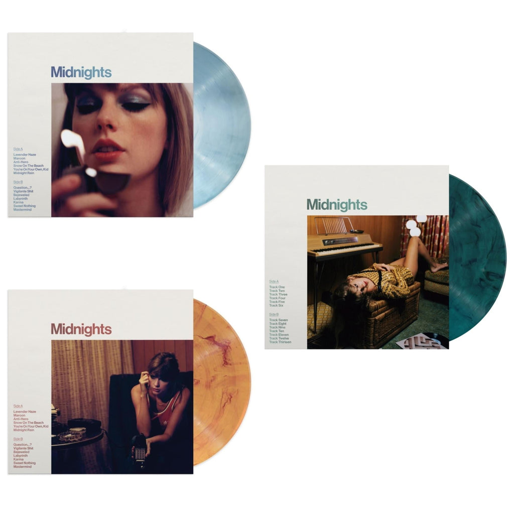 This is a 3 LP Vinyl SKU bundle.
1.This LP Vinyl is brand new.Format: LP VinylMusic Style: Synth-popThis item's title is: Midnights (X) (Moonstone Blue LP Vinyl)Artist: Taylor SwiftLabel: REPUBLICBarcode: 602445789825Release Date: 10/21/2022
2.This LP Vinyl is brand new.