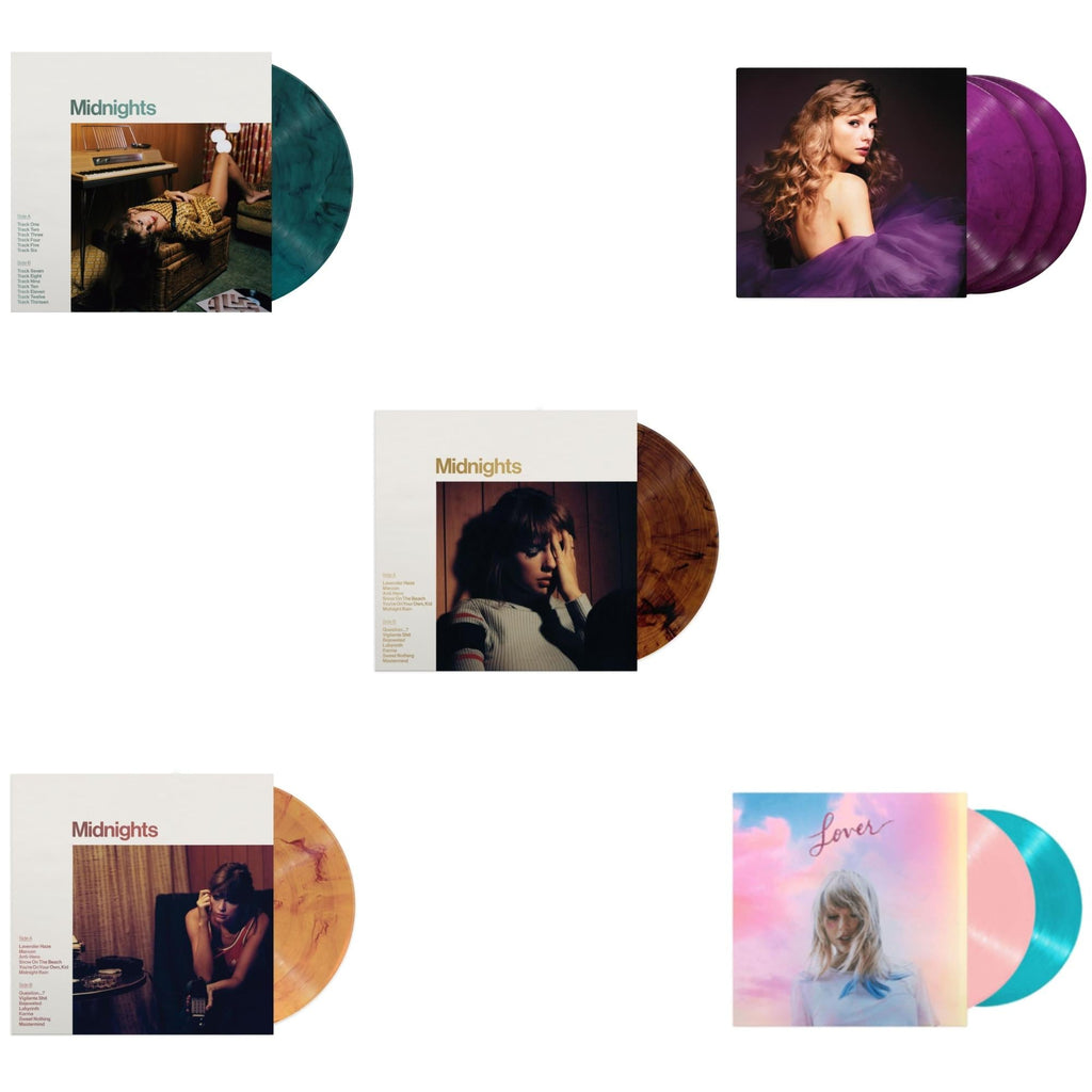 Midnights (X) (Jade Green LP Vinyl) & Midnights (X) (Blood Moon LP Vinyl) & Midnights (X) (Mahogany Color LP Vinyl) & Speak Now (Taylor's Version) (Orchid Marbled Vinyl/3LP) & Lover