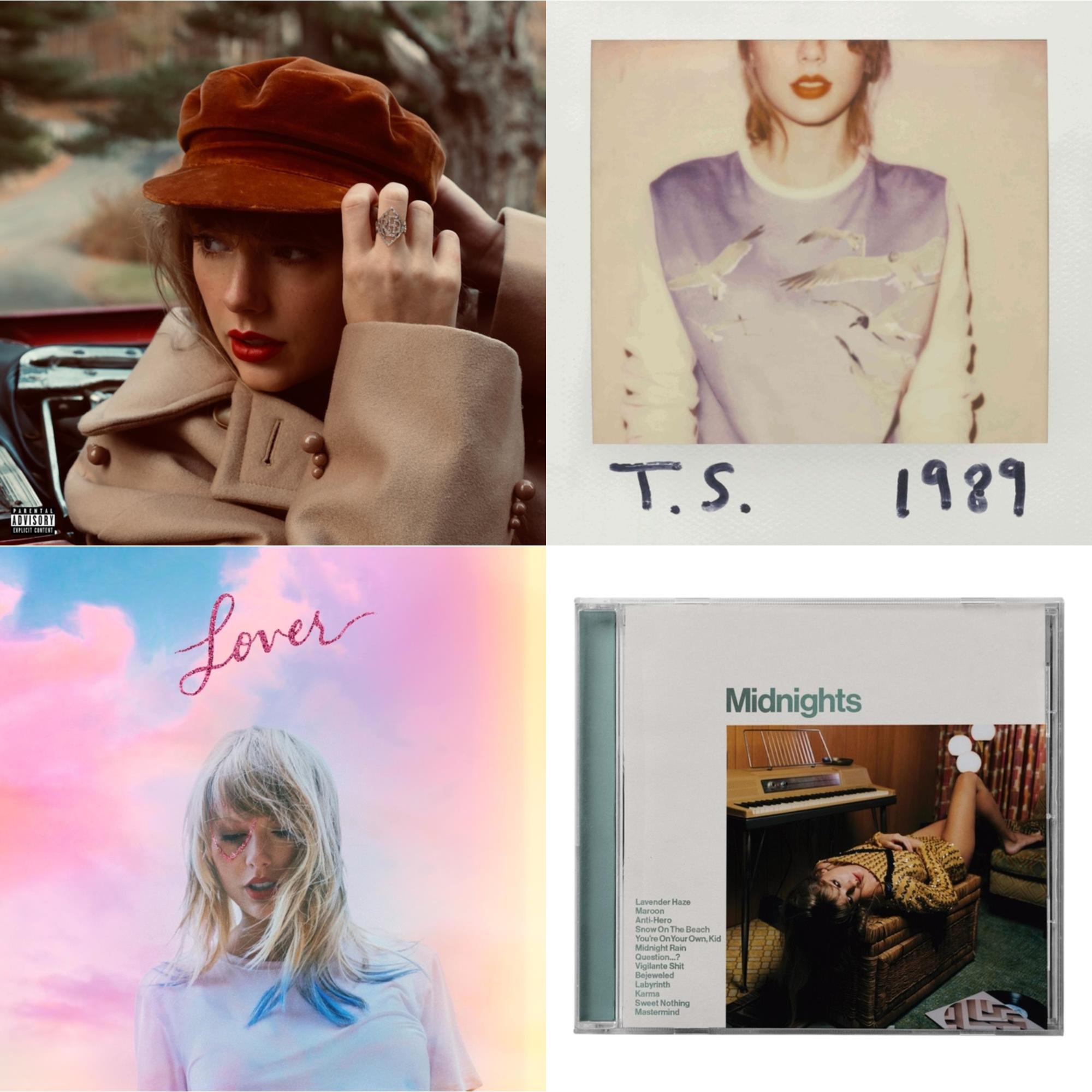 Red (Taylor's Version) (Edited) (2CD) & Midnights (X) (Jade Green CD) & Lover (Deluxe) (Version 2) & 1989