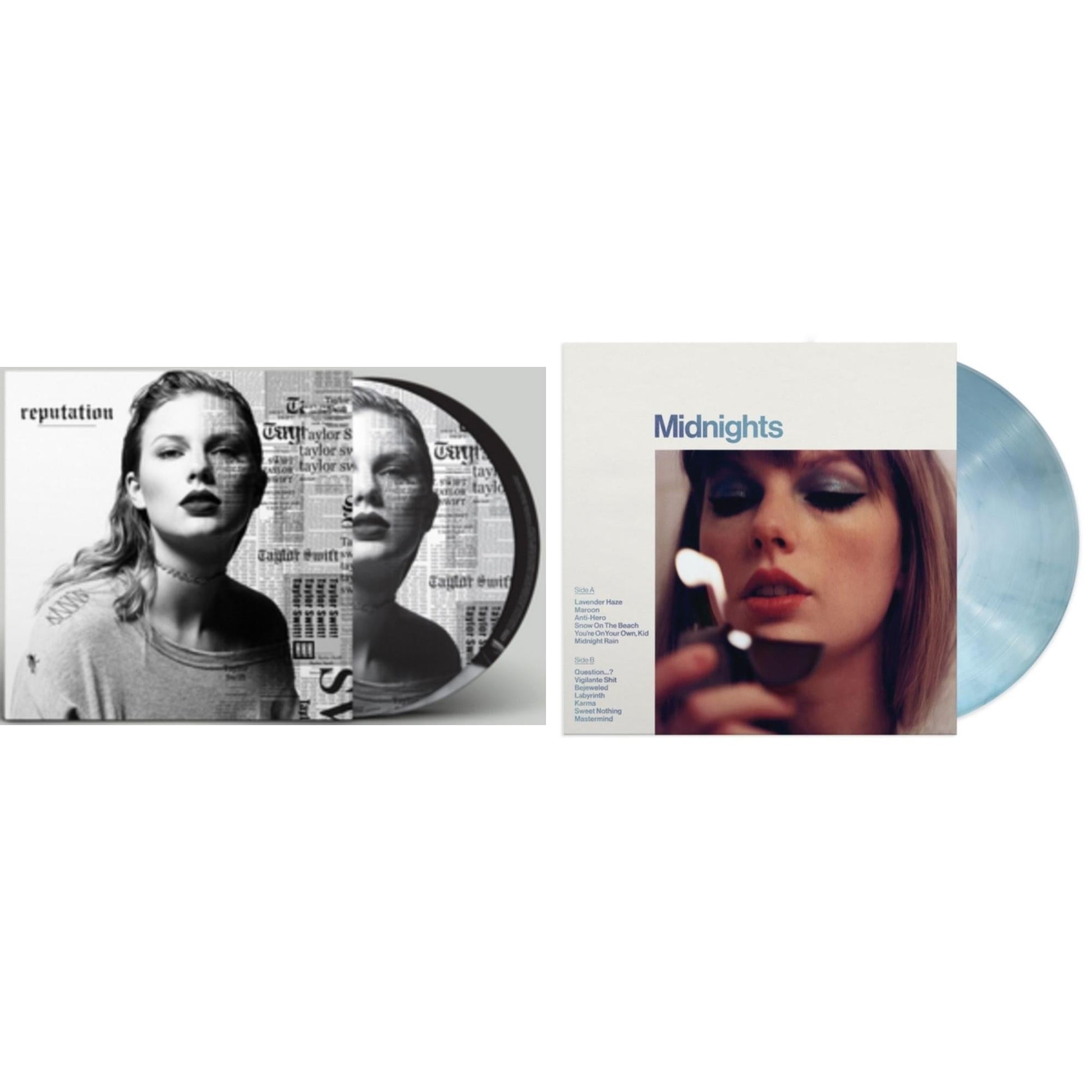 This is a 2 LP Vinyl SKU bundle.
1.This LP Vinyl is brand new.Format: LP VinylMusic Style: VocalThis item's title is: Reputation (Picture Disc)Artist: Taylor SwiftLabel: Big Machine RecordsBarcode: 843930033157Release Date: 12/15/2017
2.This LP Vinyl is brand new.