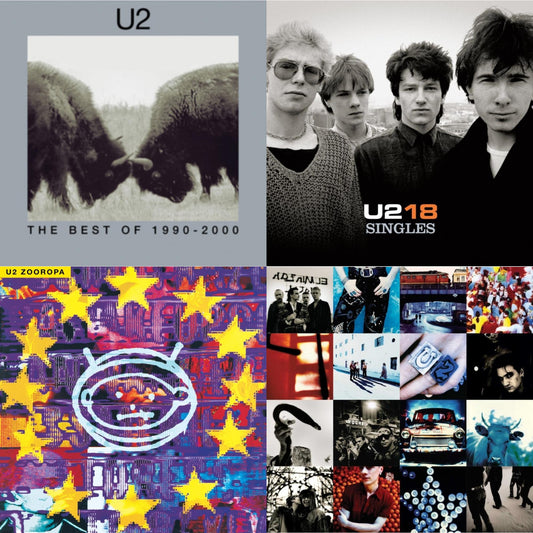 This is a 4 LP Vinyl SKU bundle.
1.This LP Vinyl is brand new.Format: LP VinylMusic Style: Pop RockThis item's title is: Best Of 1990-2000 (2LP)Artist: U2Label: INTERSCOPEBarcode: 602557970999Release Date: 9/28/2018
2.This LP Vinyl is brand new.