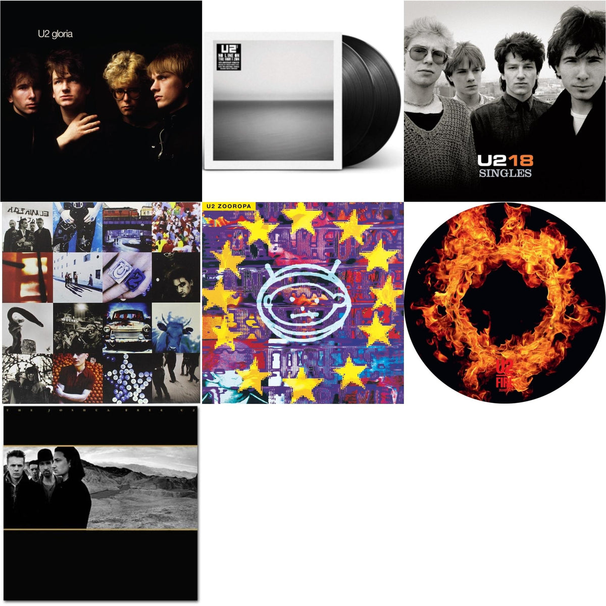Fire (40Th Anniversary Edition/Picture Disc) & Gloria (40Th Anniversary/180G/Transparent Yellow LP Vinyl) & Zooropa (Transparent Yellow/2LP) & U218 Singles & Joshua Tree & Achtung Baby (180G/2 LP) & No Line On The Horizon (2 LP)
