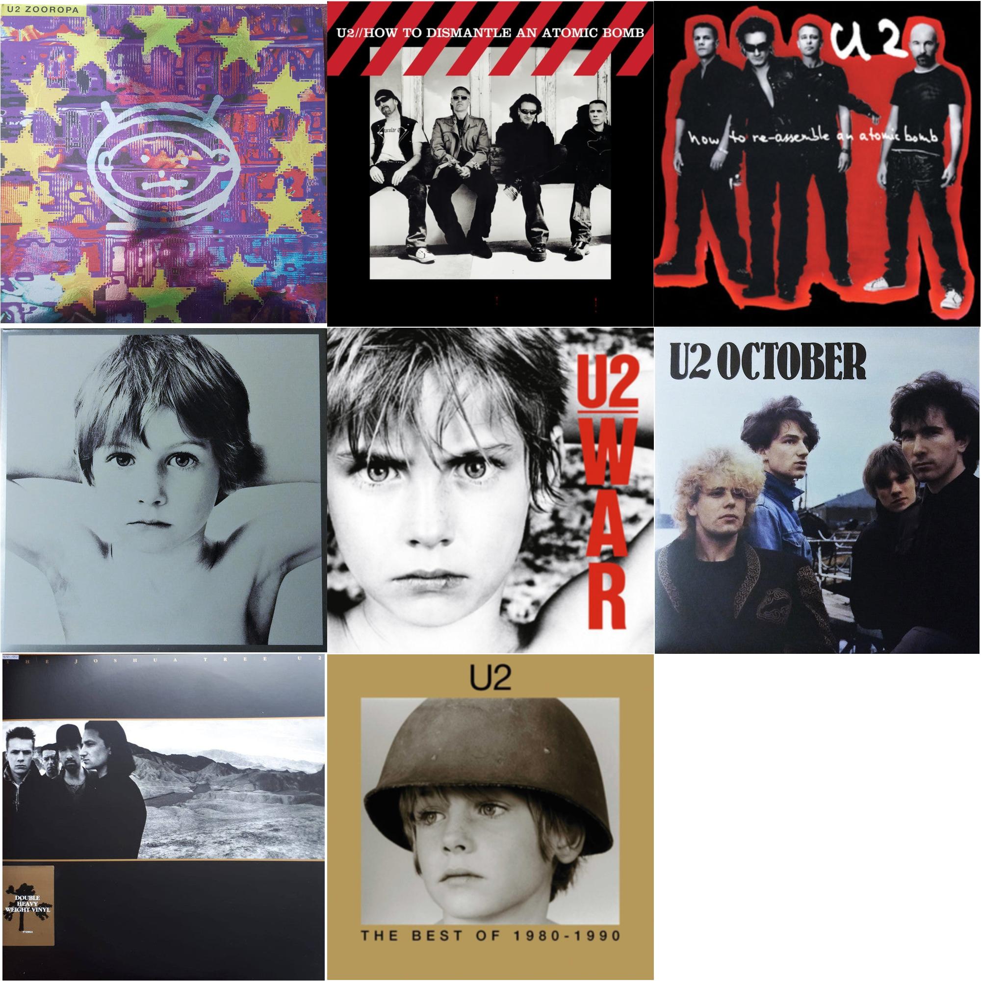 Zooropa (Transparent Yellow/2LP) & How To Dismantle An Atomic Bomb (20Th Anniversary) (2LP/180G) & How To Re-Assemble An Atomic Bomb (Red/Black Marble LP Vinyl) & Boy & War & October & Joshua Tree & Best Of 1980-1990 (180G/2 LP)
