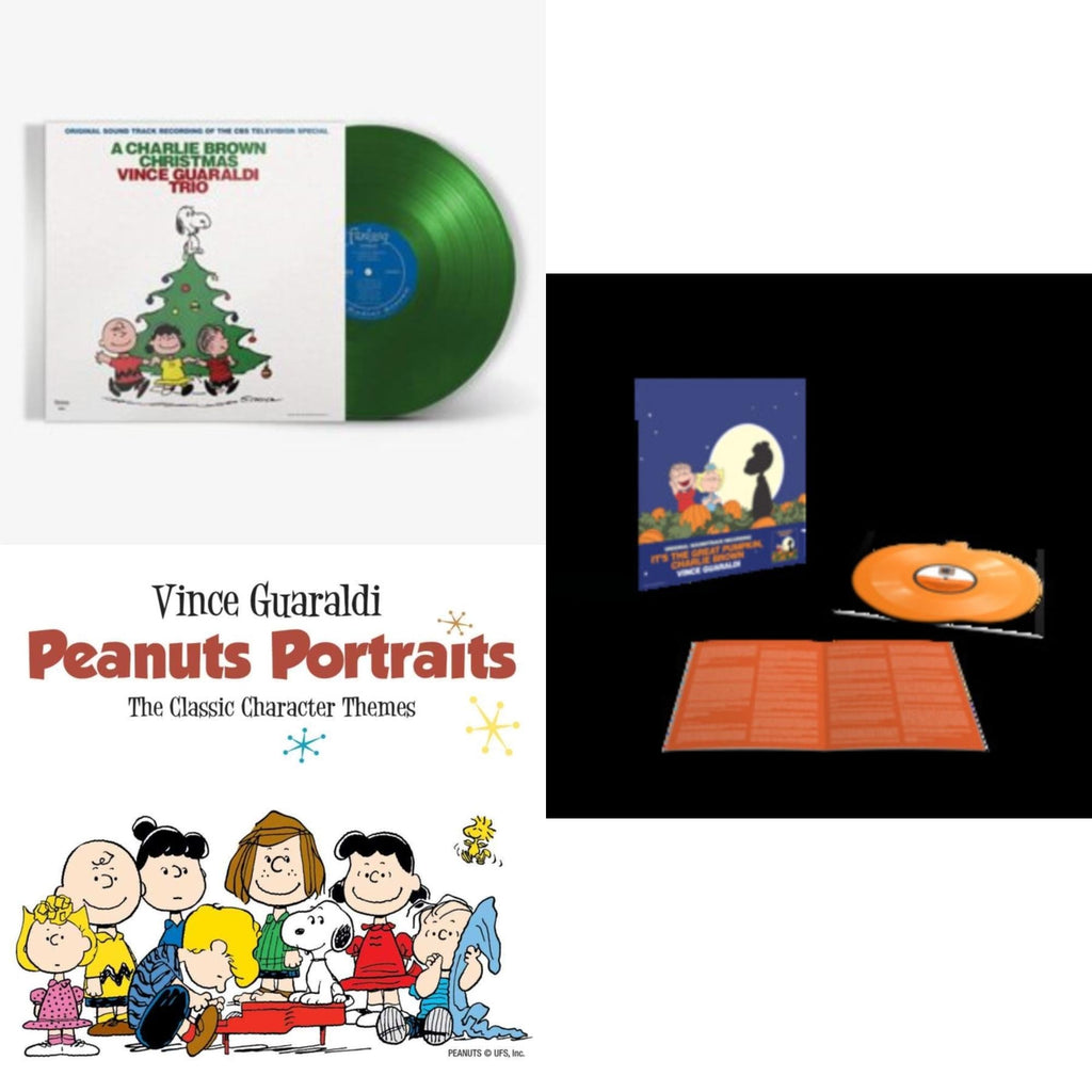 Charlie Brown Christmas (Green LP Vinyl) & Peanuts Portraits & It's The Great Pumpkin, Charlie Brown (Translucent Orange Pumpkin Shaped 33 1/3RPM LP Vinyl)
