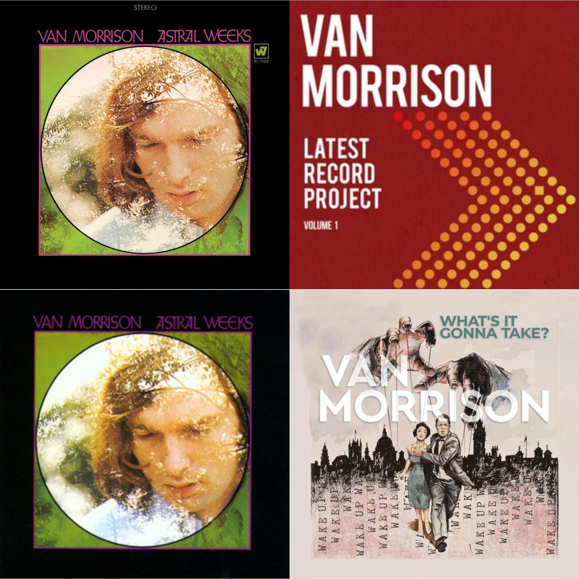 This is a 4 LP Vinyl SKU bundle.
1.This LP Vinyl is brand new.Format: LP VinylMusic Style: Classic RockThis item's title is: Astral Weeks (Olive LP Vinyl) (Rocktober)Artist: Van MorrisonLabel: Warner RecordsBarcode: 081227827304Release Date: 10/6/2023
2.This LP Vinyl is brand new.