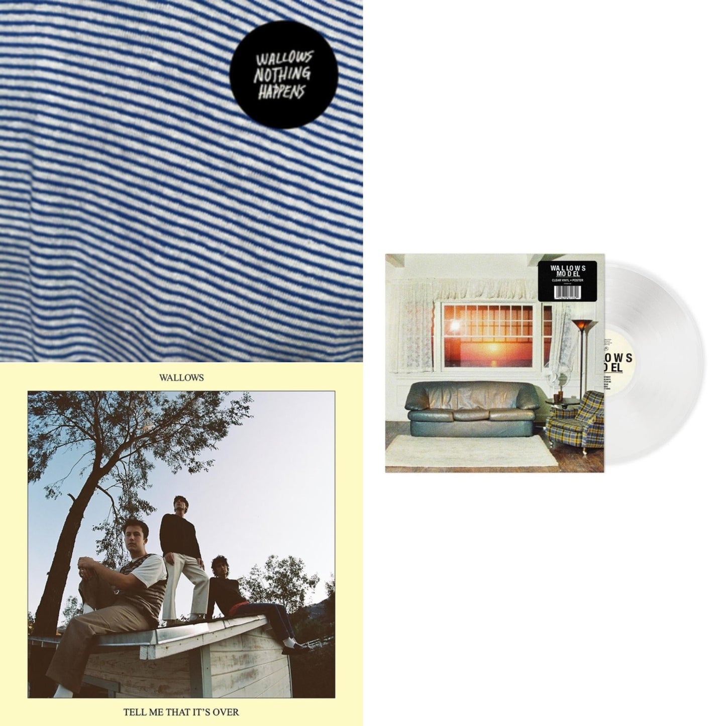 This is a 3 LP Vinyl SKU bundle.
1.This LP Vinyl is brand new.Format: LP VinylMusic Style: Indie RockThis item's title is: Nothing Happens (LP/Dl Code)Artist: WallowsLabel: ATLANTICBarcode: 075678653988Release Date: 3/22/2019
2.This LP Vinyl is brand new.