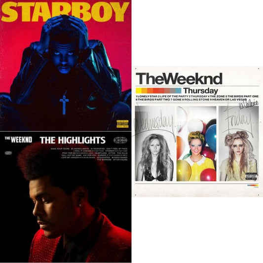 This is a 3 LP Vinyl SKU bundle.
1.This LP Vinyl is brand new.Format: LP VinylMusic Style: Dance-popThis item's title is: Starboy (2LP/Translucent Red Vinyl/Gatefold)Artist: WeekndBarcode: 602557227512Release Date: 2/10/2017
2.This LP Vinyl is brand new.