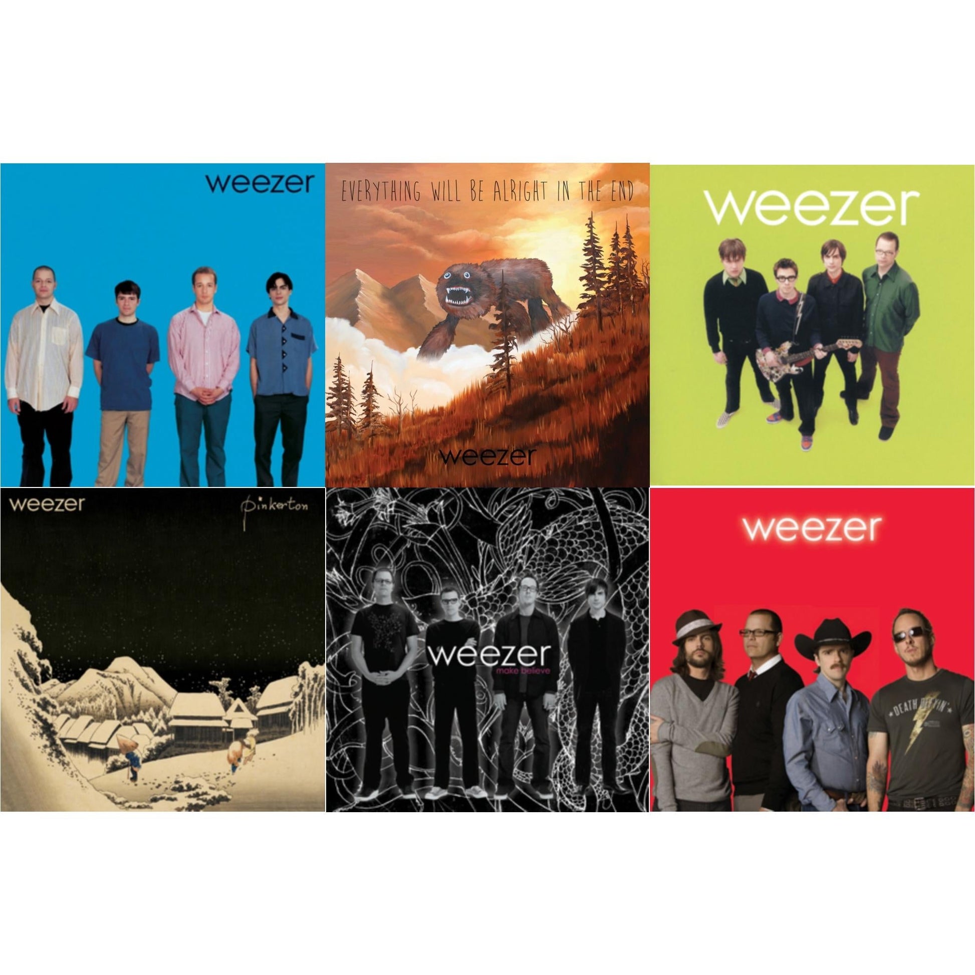 This is a 6 LP Vinyl SKU bundle.
1.This LP Vinyl is brand new.Format: LP VinylMusic Style: Power PopThis item's title is: Weezer (Blue Album)Artist: WeezerLabel: GEFFENBarcode: 602547945396Release Date: 10/28/2016
2.This LP Vinyl is brand new.