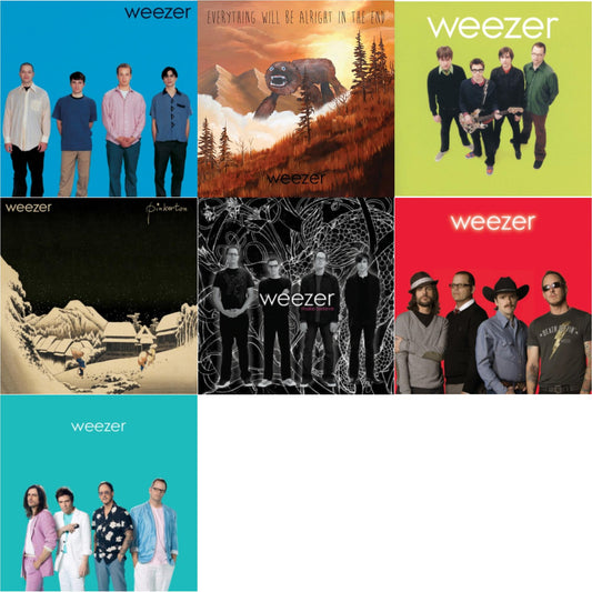 This is a 7 LP Vinyl SKU bundle.
1.This LP Vinyl is brand new.Format: LP VinylMusic Style: Power PopThis item's title is: Weezer (Blue Album)Artist: WeezerLabel: GEFFENBarcode: 602547945396Release Date: 10/28/2016
2.This LP Vinyl is brand new.