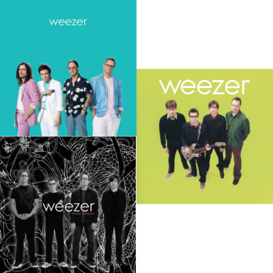 This is a 3 LP Vinyl SKU bundle.
1.This LP Vinyl is brand new.Format: LP VinylMusic Style: Alternative RockThis item's title is: Weezer: Teal AlbumArtist: WeezerLabel: CRUSH MUSICBarcode: 075678652691Release Date: 5/17/2019
2.This LP Vinyl is brand new.