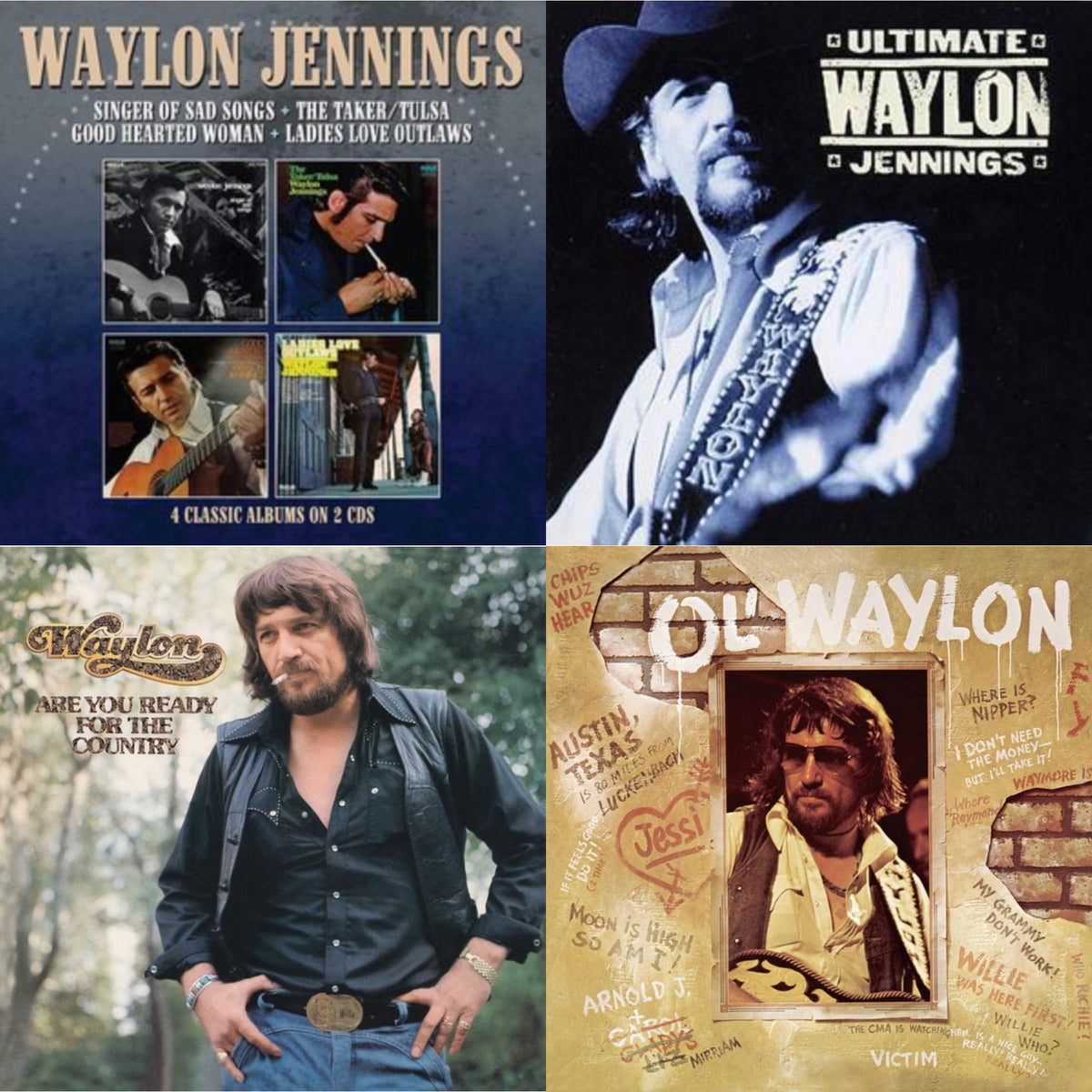 Singer Of Sad Songs / The Taker-Tulsa / Good Hearted Woman / Ladies Love Outlaws & Ultimate Waylon Jennings & Are You Ready For The Country & Ol Waylon