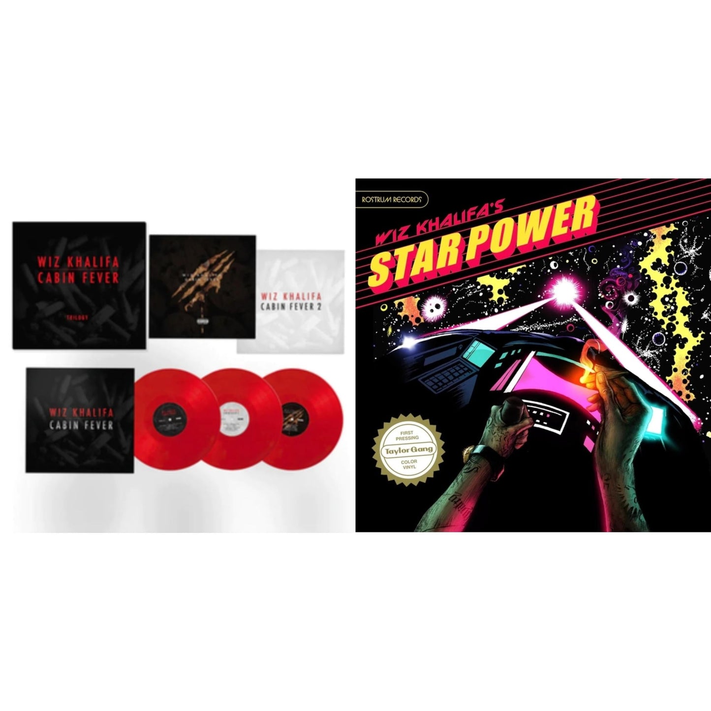 This is a 2 LP Vinyl SKU bundle.
1.This LP Vinyl is brand new.Format: LP VinylThis item's title is: Cabin Fever Trilogy (3LP/Red Vinyl)Artist: Wiz KhalifaBarcode: 711574945115Release Date: 3/8/2024
2.This LP Vinyl is brand new.