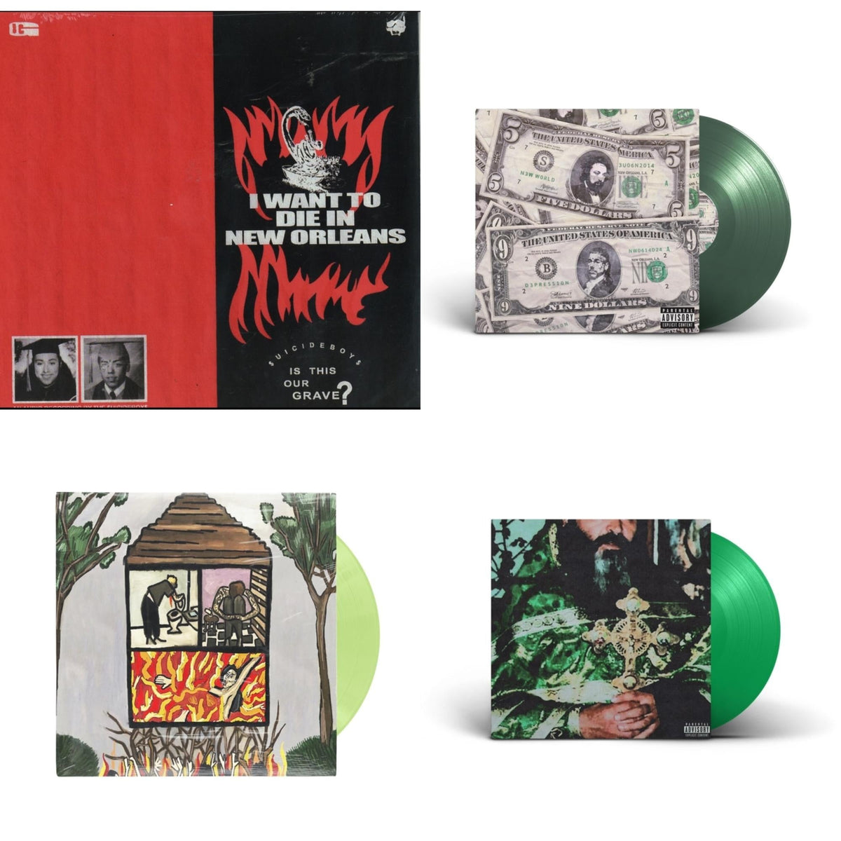 Long Term Effects Of Suffering (Glow Green LP Vinyl) & Sing Me A Lullaby My Sweet Temptation (Green LP Vinyl) & New World Depression (Coke Bottle LP Vinyl) & I Want To Die In New Orleans (Red/Black LP Vinyl)
