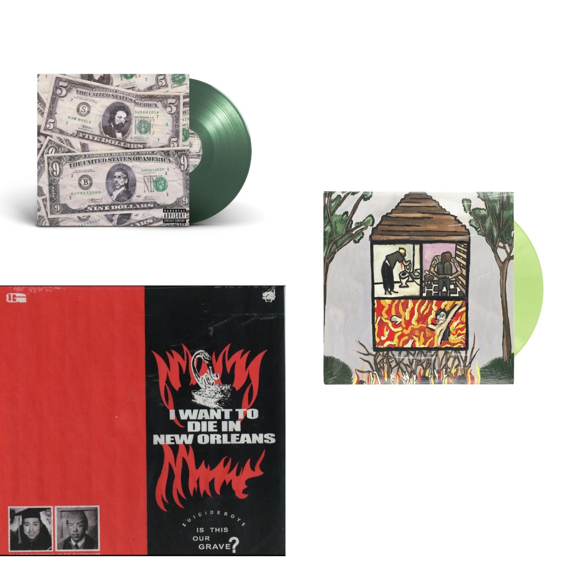 This is a 3 LP Vinyl SKU bundle.
1.This LP Vinyl is brand new.Format: LP VinylThis item's title is: New World Depression (Coke Bottle LP Vinyl)Artist: $Uicideboy$Barcode: 198391598197Release Date: 6/14/2024
2.This LP Vinyl is brand new.