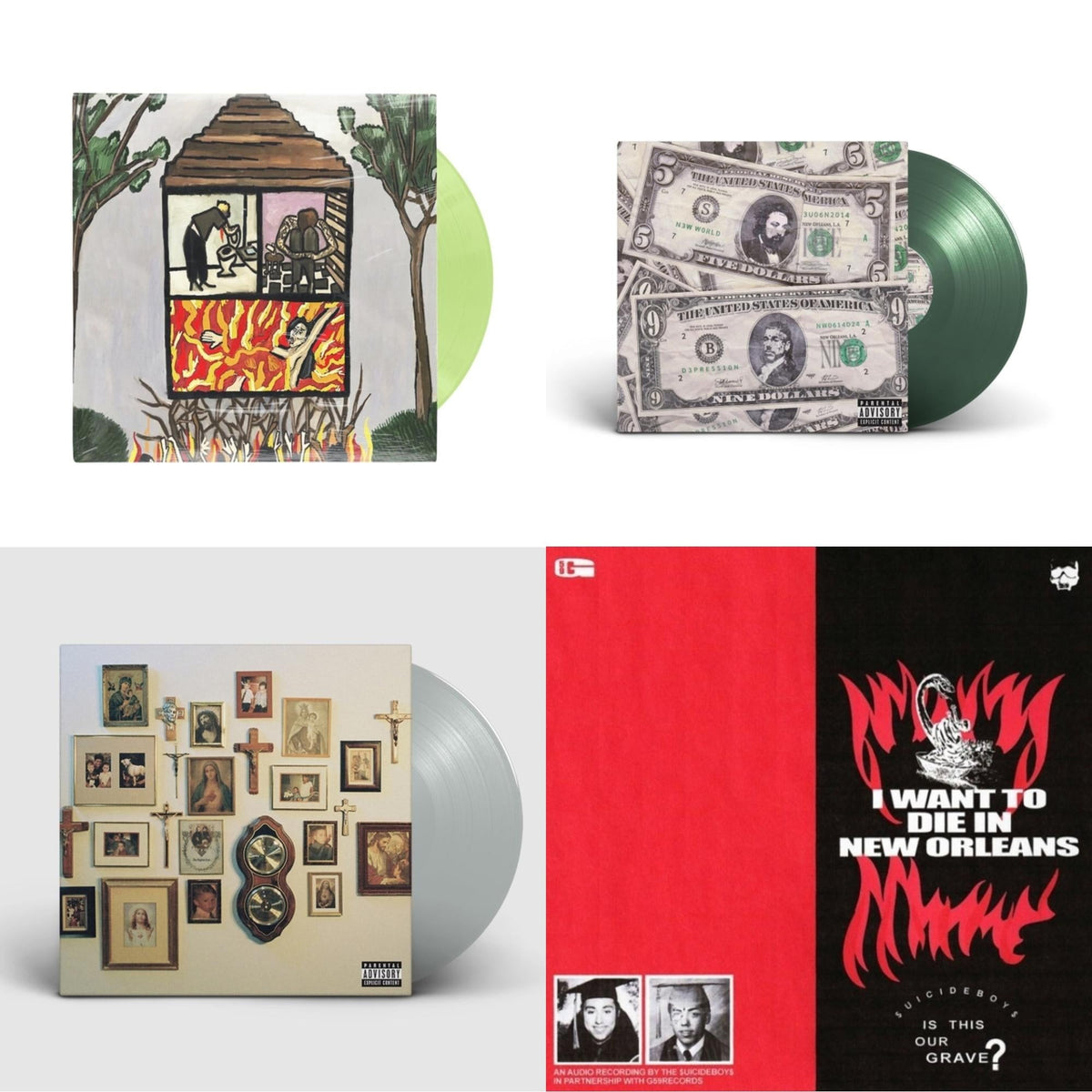 Long Term Effects Of Suffering (Glow Green LP Vinyl) & New World Depression (Coke Bottle LP Vinyl) & Thy Kingdom Come (Translucent Natural LP Vinyl) & I Want To Die In New Orleans (Silver LP Vinyl)