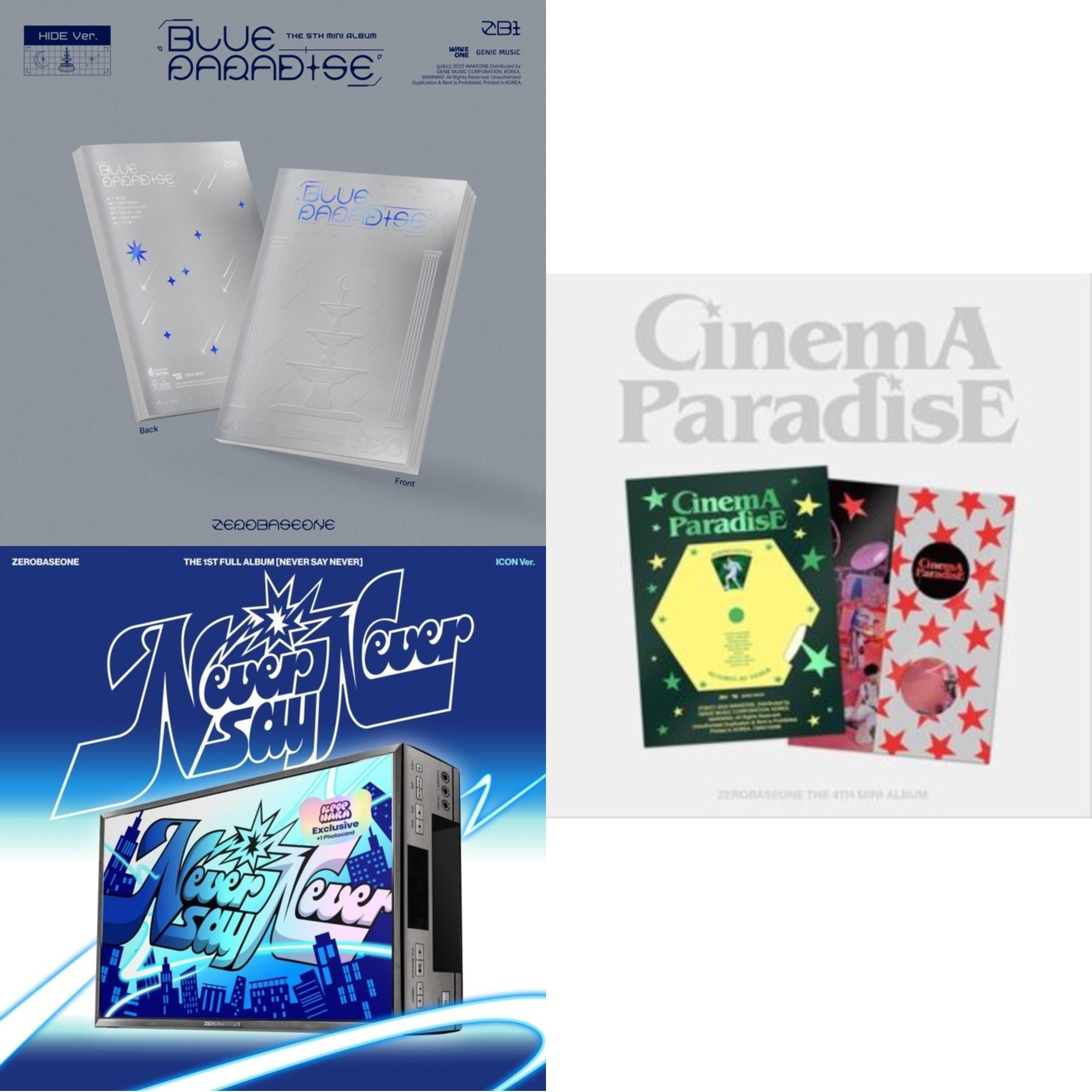 Blue Paradise (Hide Ver.) & Never Say Never (Icon Ver.) & 4Th Mini Album (Cinema Paradise)